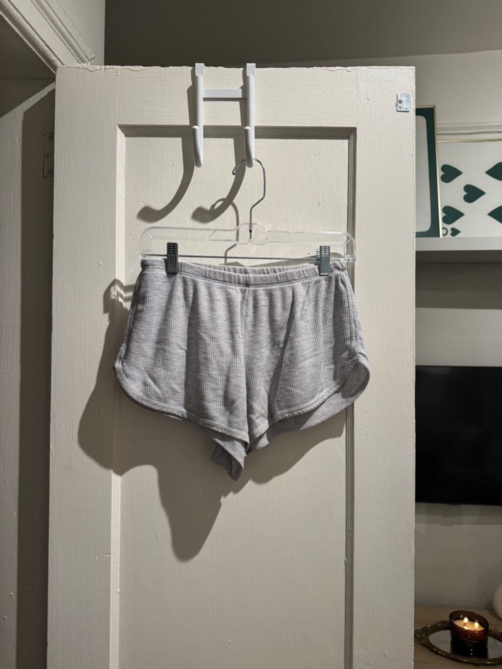 Brandy Melville Light Gray Ribbed Lounge Shorts